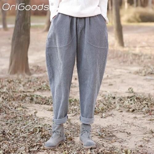 Женские вельветовые брюки ORIGOODS China At AliExpress