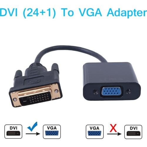Full HD 1080P DVI-D DVI To VGA Adapter Video Cable Converter 24+1 25Pin to 15Pin Cable Converter for PC Computer Monitor 20CM