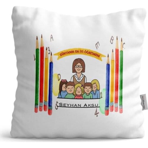 Personalized World Best Öğretmeni Satin Pillow-19