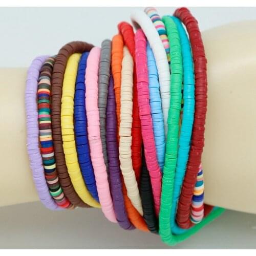 40cm About 350pcs Flat Round 3mm 4mm 5mm 6mm 8mm Disk Polymer Clay Loose Spacer Beads for Handmade DIY Bracelet Jewelry Making