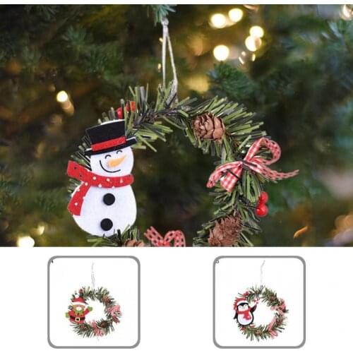 Leaf Featured Useful Artificial Santa Christmas Wreath Vintage Style Garland Pendant Ornamental for Window Side