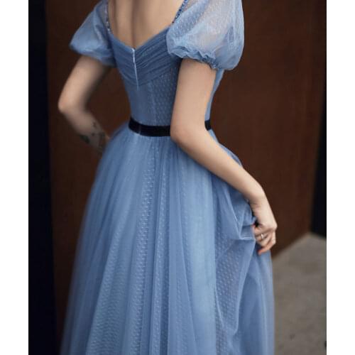 Luxury blue lovely bubble sleeve beading long dress medieval Renaissance Victoria dress ball gown/EVENT