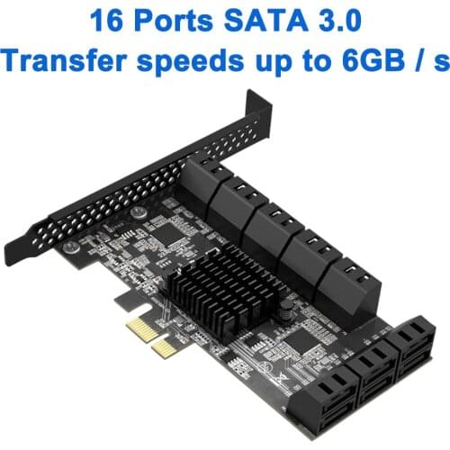 SATA PCIE 1X Adapter 10/16 Ports PCIE X1 X4 X8 X16 to SATA 3.0 6Gbps Interface Rate Riser Expansion Card for Desktop PC Computer