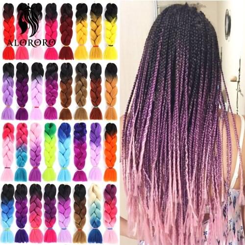 Alororo Afro Ombre Braiding Hair Synthetic Hair Extension for Braids 24 inches 100g/Pack Jumbo Braid Hair Products Wholesale