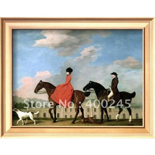 Modern Art horses and dogs John and Sophia Musters Riding at Colwick Hall by George Stubbs Paintings 100% handmade+high quality