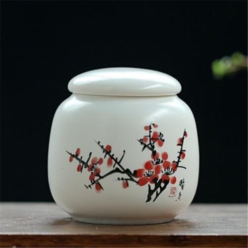 Medium Ceramic Tea Jar With Lid Chinese Style Tea Storage Jar Ceramic Seasoning Container Moisture-proof Scented Tea Jar