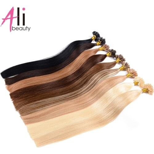 Straight Keratin Nail U Tip Human Fusion Hair 100% Natural Pre bonded Remy Hair Extension Capsules 1g/s