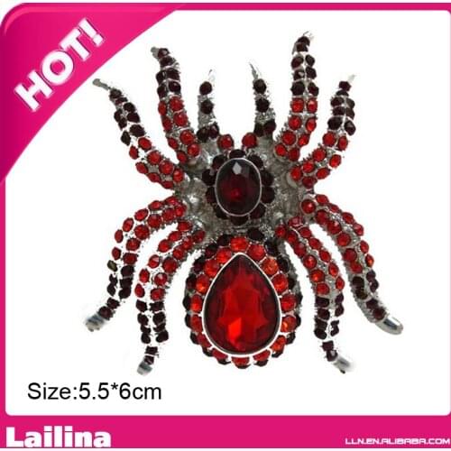Unique Halloween Spider Brooch Pin Rhinestone Crystal Insect Vintage Woman Party Jewelry