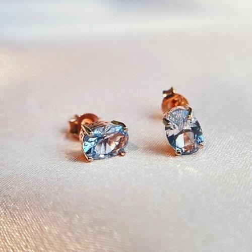 YEZOXA 925 Sterling Silver Tanzanite Earrings for Women Girl Created Gemstone Rose Gold Plated Delicate Anniversary Fine Jewelry