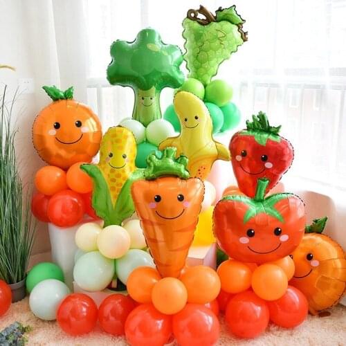 1pc Fruits Vegetables Balloons Helium Foil Balloon For Birthday Party Decorations Hawaii Tropical Supplies