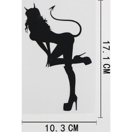 10.3CMX17.1CM Sexy Devil Girl Horns And Tail Club Vinyl Car Sticker