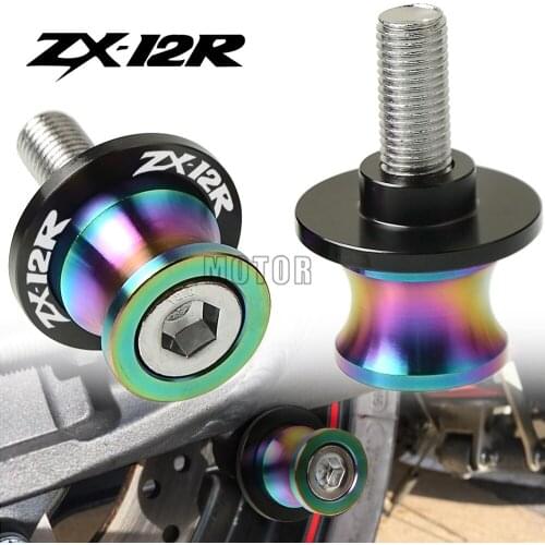 10MM For Kawasaki Ninja ZX-12R ZX1200 2000-2005 ZX12R ZX 12R 1200 Motorcycle Rear Swingarm Sliders Spools Stand Screws Protector