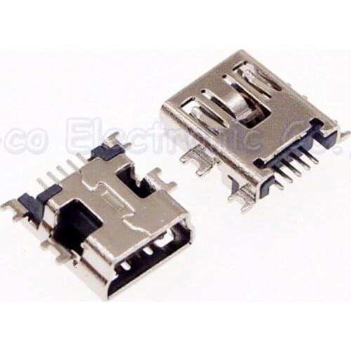 100pcs MINI USB Jack Connector MINI 5P USB Port Sinking Plating for GPS etc
