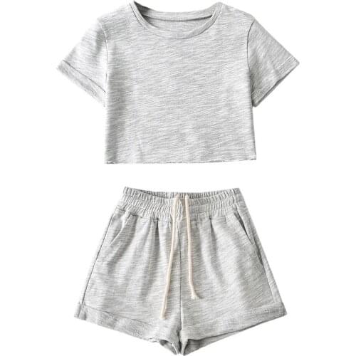 2021 summer women casual Tracksuit Short Sleeve Crop Top+Sport Shorts Yoga Set Sports Wear Lady Running Gym Clothing Sports Suit