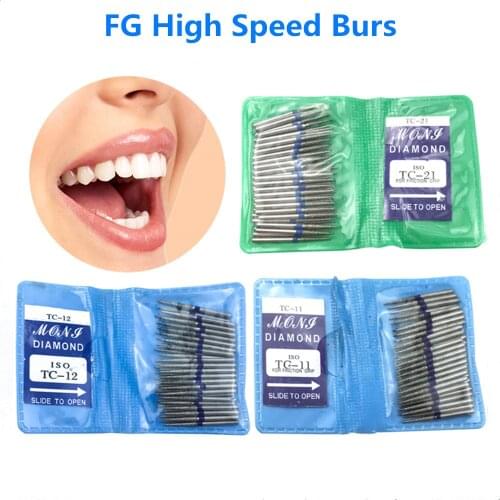50pcs/bag Dental Diamond FG High Speed Burs for polishing TC series burs polishers Teeth Whitening Dentist Equipment