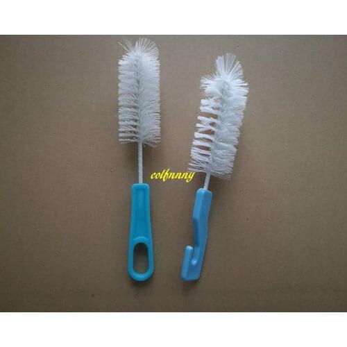 500pcs/lot 140*75*30mm & 150*65*30mm White Nylon Cleaning Brush Baby Feeding Bottle Spout Tube Glass Cup Handle Brushes B60502