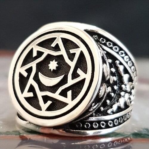 925 Sterling Silver Ottoman Sultan Abdulhamid Mens Ring Exclusive Chic Accessory for Men Special Ring Made in Turkey