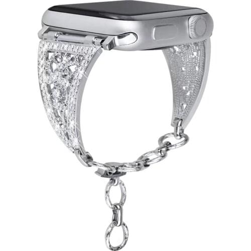 Luxurious Jewelry Bracelet for Apple Watch SE Series 6 5 4 3 2 44MM 40MM 42MM 38MM Steel Diamond Strap for iWatch Elegant Band