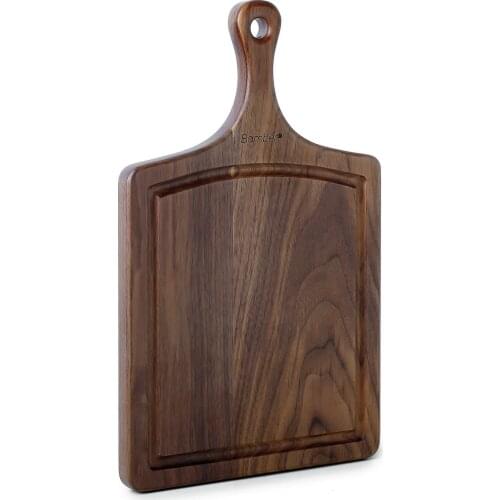 European/American original single boutique black walnut chopped board long handle steak board thickening non-cracking non-skid