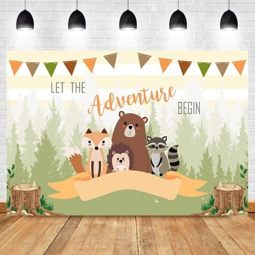 NeoBack Adventure Woodland Backdrop Woodland Friends Birthday Photography Background Woodland Animal Baby Shower Photo Backdrops