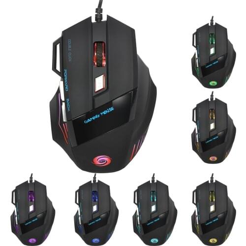 USB Wired Gaming Mouse Glow 7 Keys Optics 3200DPI For Desktop Computers Notebook Game Office
