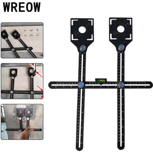 Dual-head Drill Hole Locator tool Adjustable Position Ruler Fixed Measuring Protractor Universal Tile Marble Glass Opening