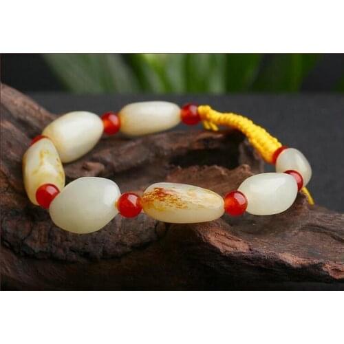 CHINA manual Hetian jade bracelet stone beads Anklets jade seed material