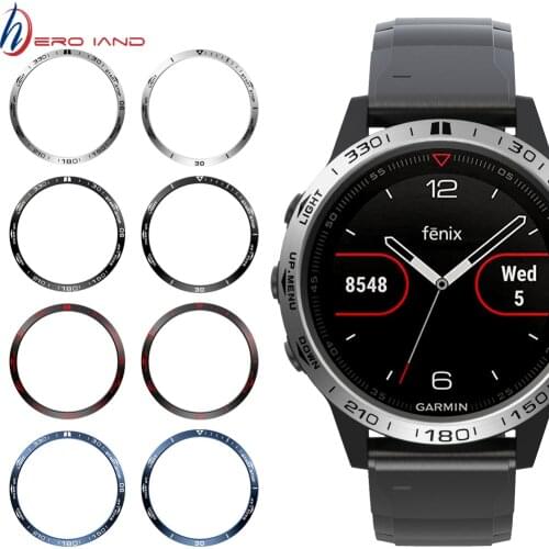 For Garmin Fenix 5 Watch Bezel Ring Stainless Steel Sculptured Time Units Adhesive Cover Anti-scratch Protection Ring