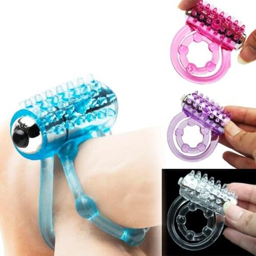 Lasting double ring vibrator stronger erection tingling additional stimulation finger rings bullet Vibrating Buzz sex toys