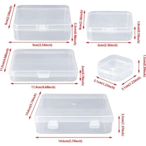 Square Transparent Plastic Jewelry Storage Boxes Beads Crafts Case Containers