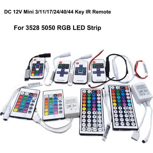 Mini 3/11/17/24/40/44 Key IR Remote Wireless Controller Wifi LED RGB Controler DC12V MIni Wif For LED Strip Light 3528 5050 RGB