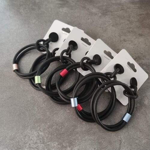 Trendy Designer Black Light Rubber Leather AL. Tube Long Tassel Drop Dangle Earrings For Women Jewelry