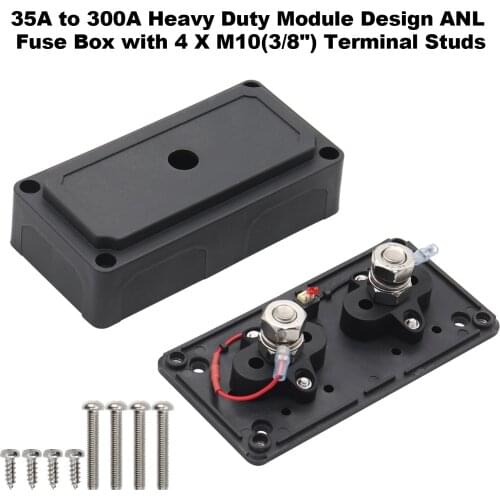 35A to 300A Heavy Duty Module Design ANL Fuse Box Fuse Block Power Distribution Busbar Box with 4 X M10(3/8'') Terminal Studs