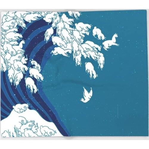 Alpaca Cartoon Throw Blanket Cute Kids Design Waves Llama Blankets for Beds Christmas Decorations for Home