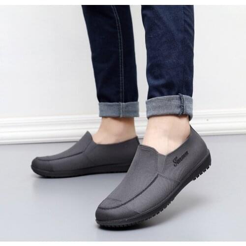 Men Non-slip Waterproof Garden Shoes Slip on Car Wash Work Shoes Elasticity Ankle Rain Boots Safety Shoes