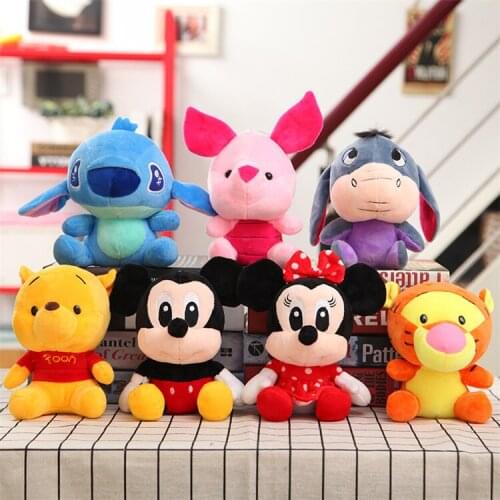 Disney Cartoon Stuffed Animals Plush Toys Winnie The Pooh Mickey Mouse Minnie Dolls Lilo Stitch Piglet Christmas Gifts for Kids