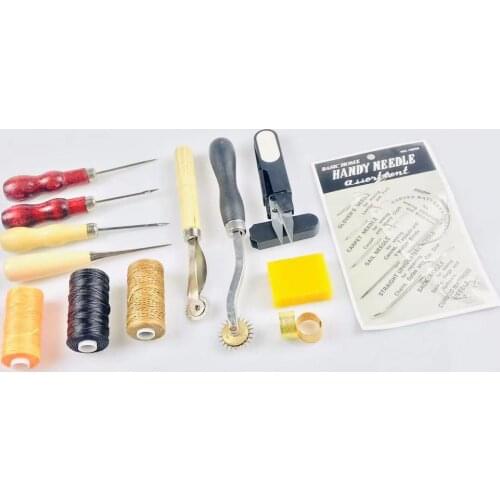 SMVAUON Leather Craft Set Craft Leather Goods Hand-Sewn Set Diy Leather 13-Piece Set