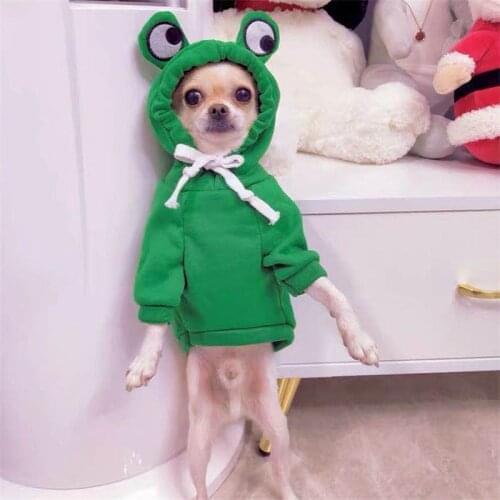 2021 New Chihuahua Dog Dog Hoodie Frog Elk Design Super Cute Pet Clothing Sphinx Cat Sweater Winter Yorkshire Terrier Clothes
