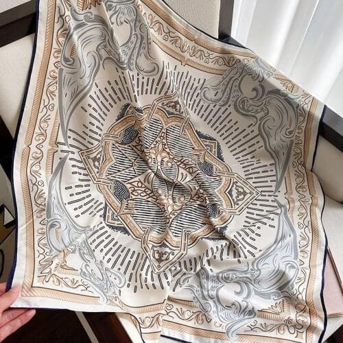 New Simplicity fashion classica printing pattern hand stitch twill silk 90 large square scarf decorative shawl Party travel gift