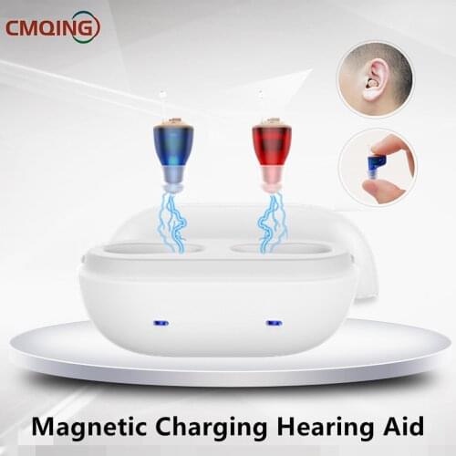 One Pair Mini Rechargeable Hearing Aid Wireless Sound Amplifier For Seniors Elderly Hearing Loss Left&Right Both Ear Aids