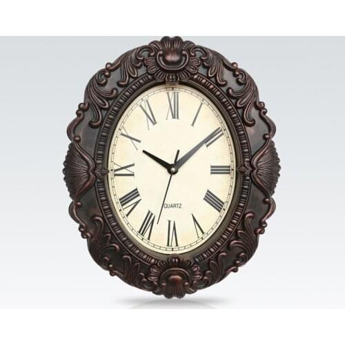 13.3 Inch Retro Oval Wall Clock, Silent Non-Ticking Home Decorative Wall Clock for Home/Office/School, Arabic Numerals