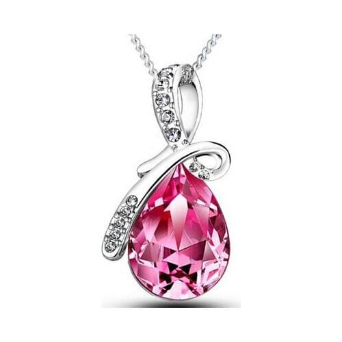 Multiple Heart-shaped Water Drop Wishing Bottle Necklace Crystal Chains Necklace Girls Date Jewelry Gift