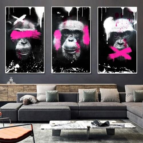 Colorful Monkey Posters and Prints Bedroom Home Decor Vintage Posters Modern Cuadros Wall Art Pictures Dropship Canvas Painting