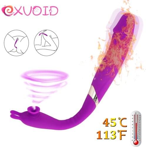EXVOID Silicone Heating Vibrators for Woman Adult Products Powerful Nipple Sucker Long Dildo Vibrators Silicone Breast Massager