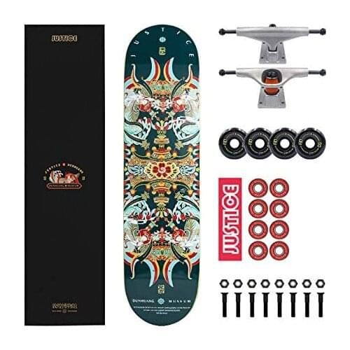 Skateboard 31.5" Complete 7-Layer Canadian Maple Double Kick Concave Deck ABEC-9 Bearing Adult Teenager and Beginner Skateboard