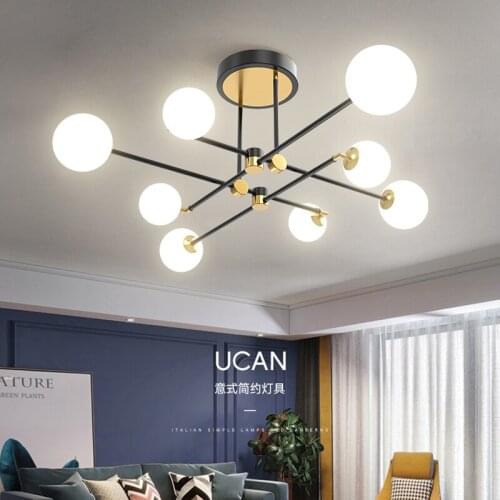 Modern Design Glass Ball Led Chandelier Lighting Living Room Decor Led Chandelier Lamp Indoor Suspension Hanging Light Luminaire