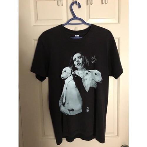 Top VTG MARILYN MANSON POSTER Holy Wood T Shirt Usa Reprint New Summer Short Sleeves New Fashion T-Shirt