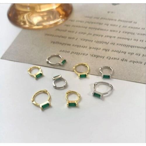 Unique Design Square Green Zircon Earrings Fashion Simple Ladies Anti Allergy Net Red Earrings Elegant Ladies Cocktail Jewelry
