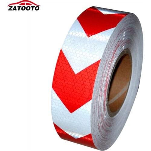 ZATOOTO 2"*164' red white arrow Reflective Safety Warning Conspicuity Tape Safety Reflective truck Car Wall Sticker Warning Tape