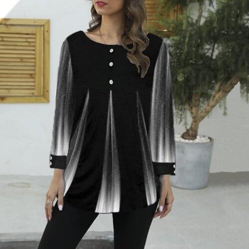 Seven color long sleeve short sleeve gradient printing splicing T-shirt womens spring and summer casual loose top large s-5xl